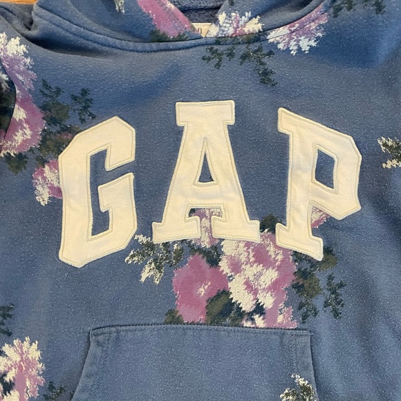 Gap Kids Girls Hooded Flowered Sweatshirt- Size Small - Picture 2 of 16